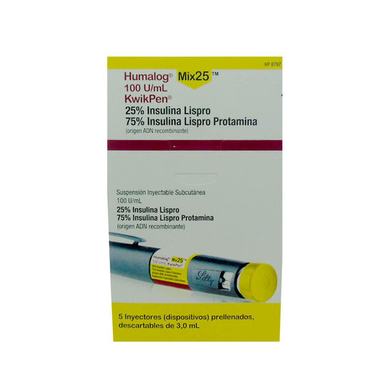 Insulina Humalog Mix 25 Kiwik Pen 100 UI/mL Suspension Inyectable x 5 Dispositivos 3 mL, , large image number 0