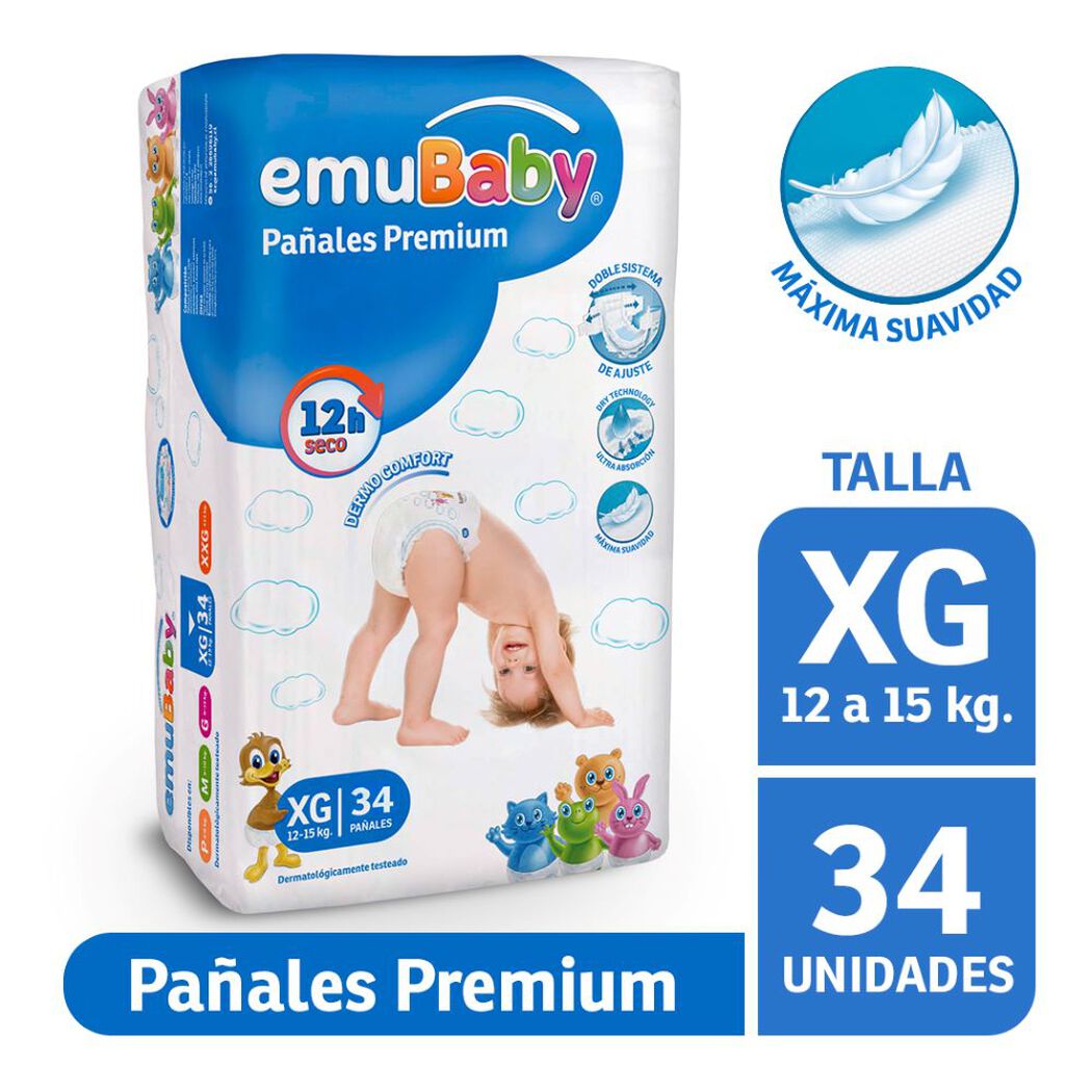 Pañales Emubaby Premium XG 34 un, , large image number 0