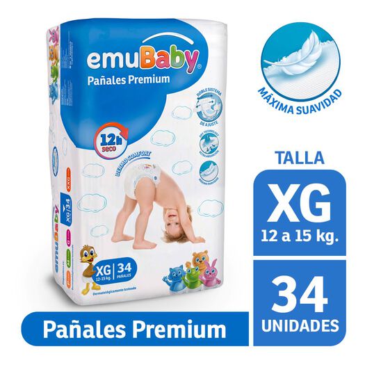 Pañales Emubaby Premium XG 34 un, , large image number 0