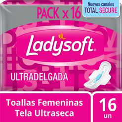 Ladysoft Toalla Higienica Ultra Delgada Tela Ultraseca Con Alas x 16 Unidades