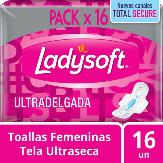Ladysoft Toalla Higienica Ultra Delgada Tela Ultraseca Con Alas x 16 Unidades, , large image number 0