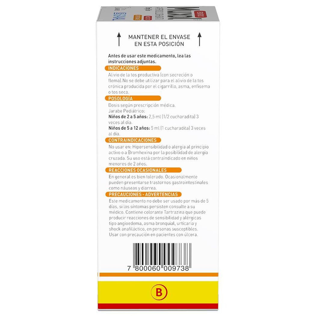 Muxol Jarabe Pediátrico Ambroxol Clorhidrato 300 mg 100 ml, , large image number 3