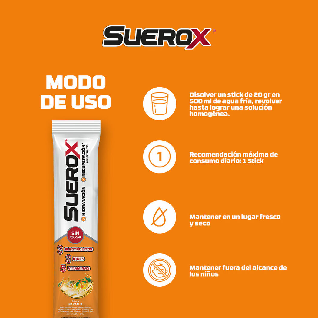 Suerox Polvo Ar&aacute;ndano Naranja Pack 4 Unidades de 80g (Sin azucar), , large image number 4