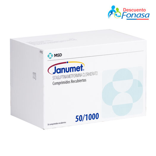 Janumet 50 mg/1000 mg x 56 Comprimidos Recubiertos, , large image number 0