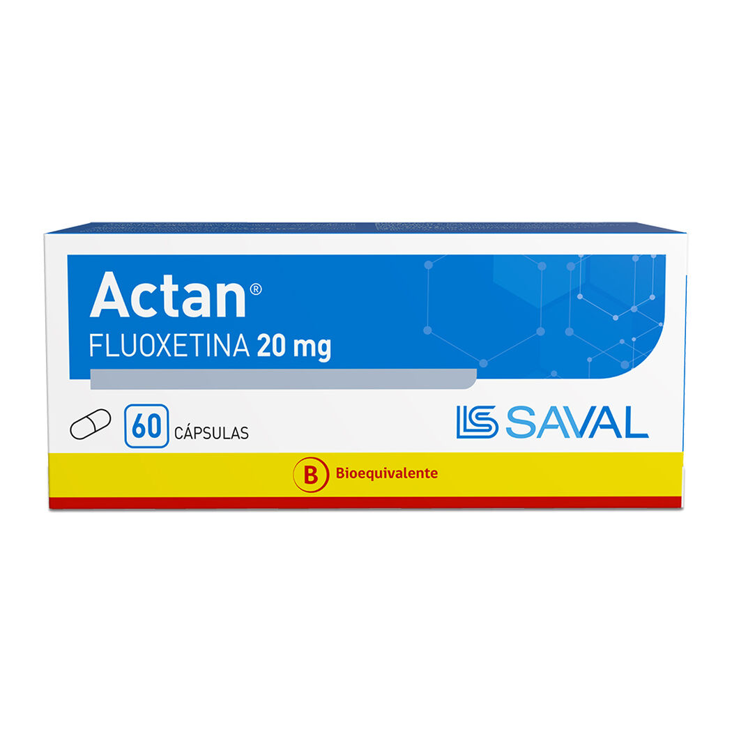 Actan Fluoxetina 20 mg 60 cápsulas, , large image number 0