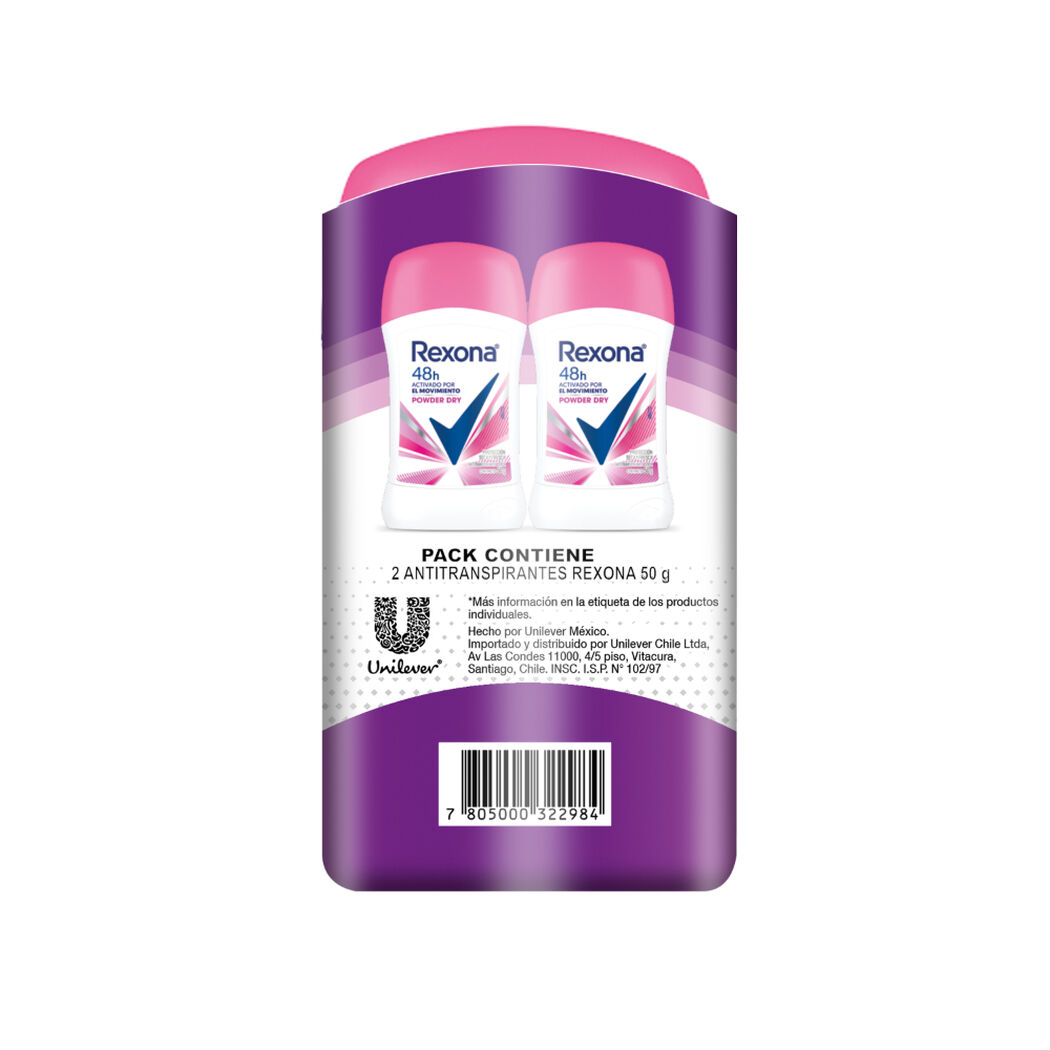 Pack 2 Rexona Desodorante Barra Powder 50G, , large image number 2