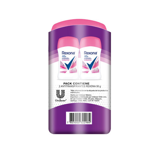Pack 2 Rexona Desodorante Barra Powder 50G, , large image number 2