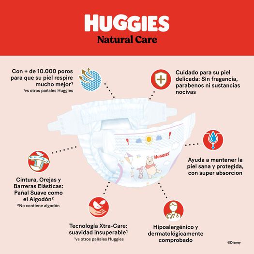 Pañales Huggies Natural Care G 148 un, , large image number 1