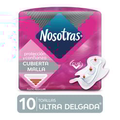 Nosotras Toalla Higienica Ultrafina Invisible Con Gel Tela Malla x 10 Unidades