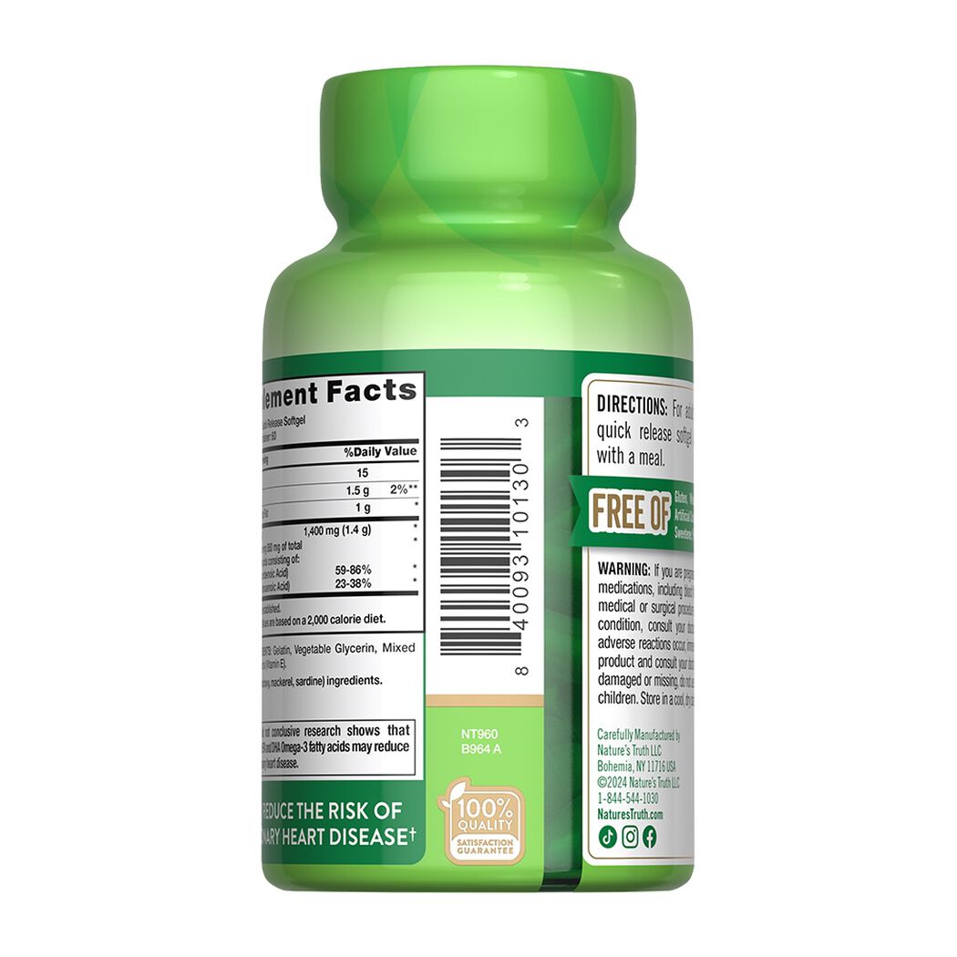 Nature&rsquo;s Truth Omega TS Fish Oil 1400 mg 60 C&aacute;psulas, , large image number 3