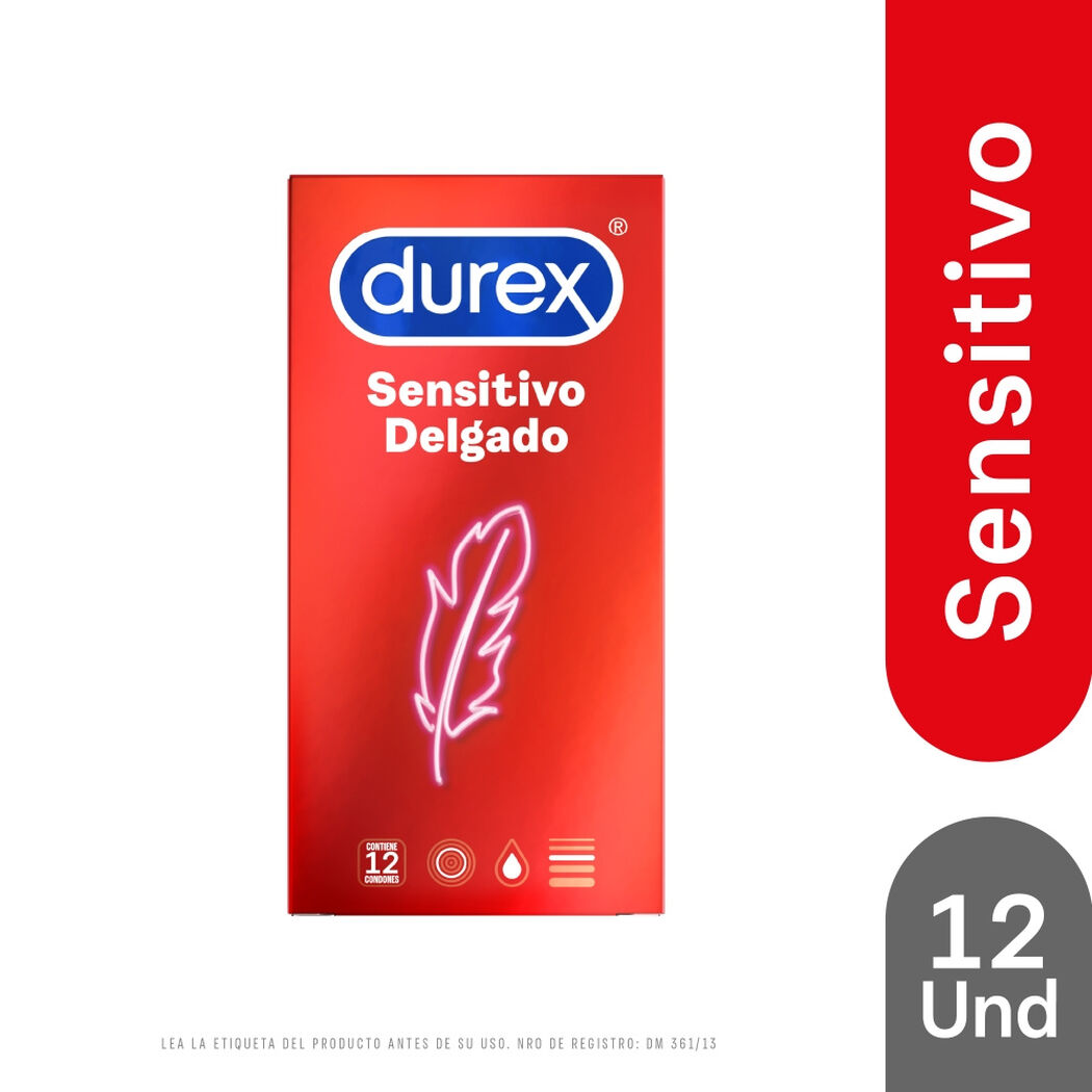 Preservativos Durex Sensitivo Delgado 12 un, , large image number 0