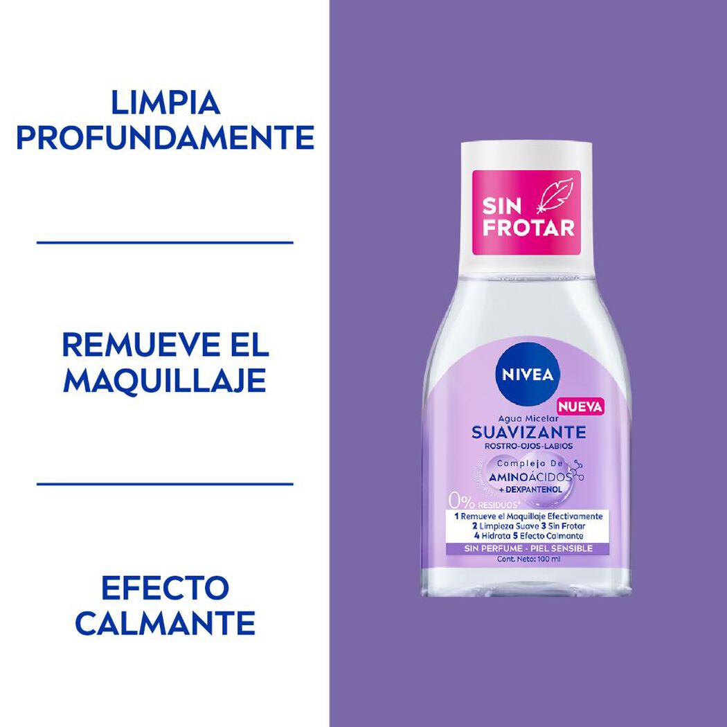 Agua Micelar Nivea Suavizante Piel Sensible 100 mL, , large image number 1