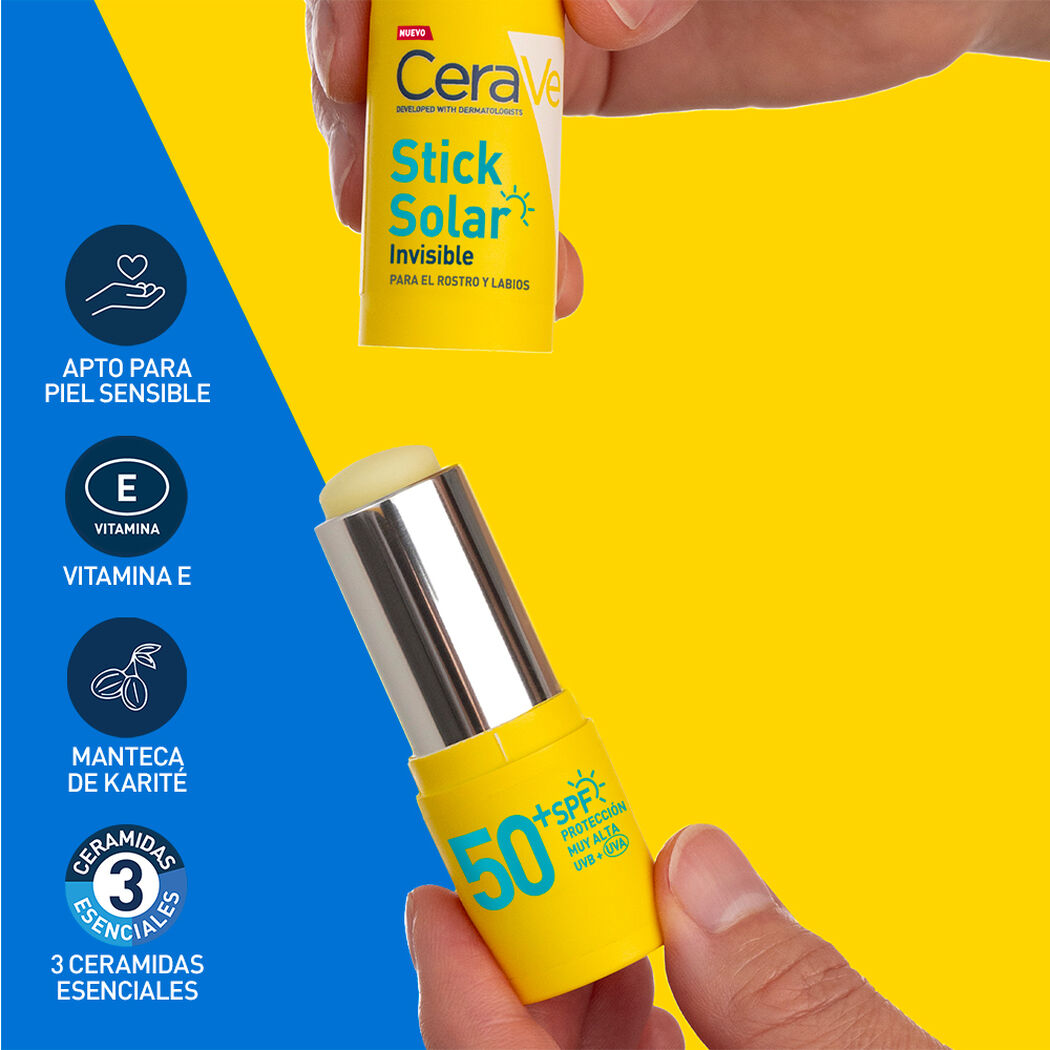 Protector Solar Rostro y Labios Stick FPS 50+ 8gr CeraVe, , large image number 3