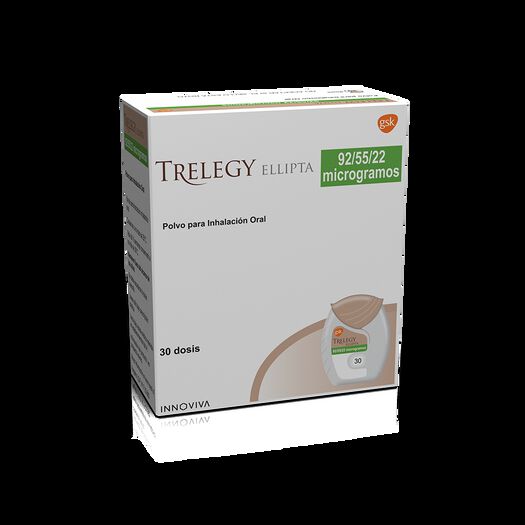 Trelegy Ellipta 92 mcg /55 mcg/22 mcg/Dosis x 30 Dosis Polvo para Inhalación Oral, , large image number 0