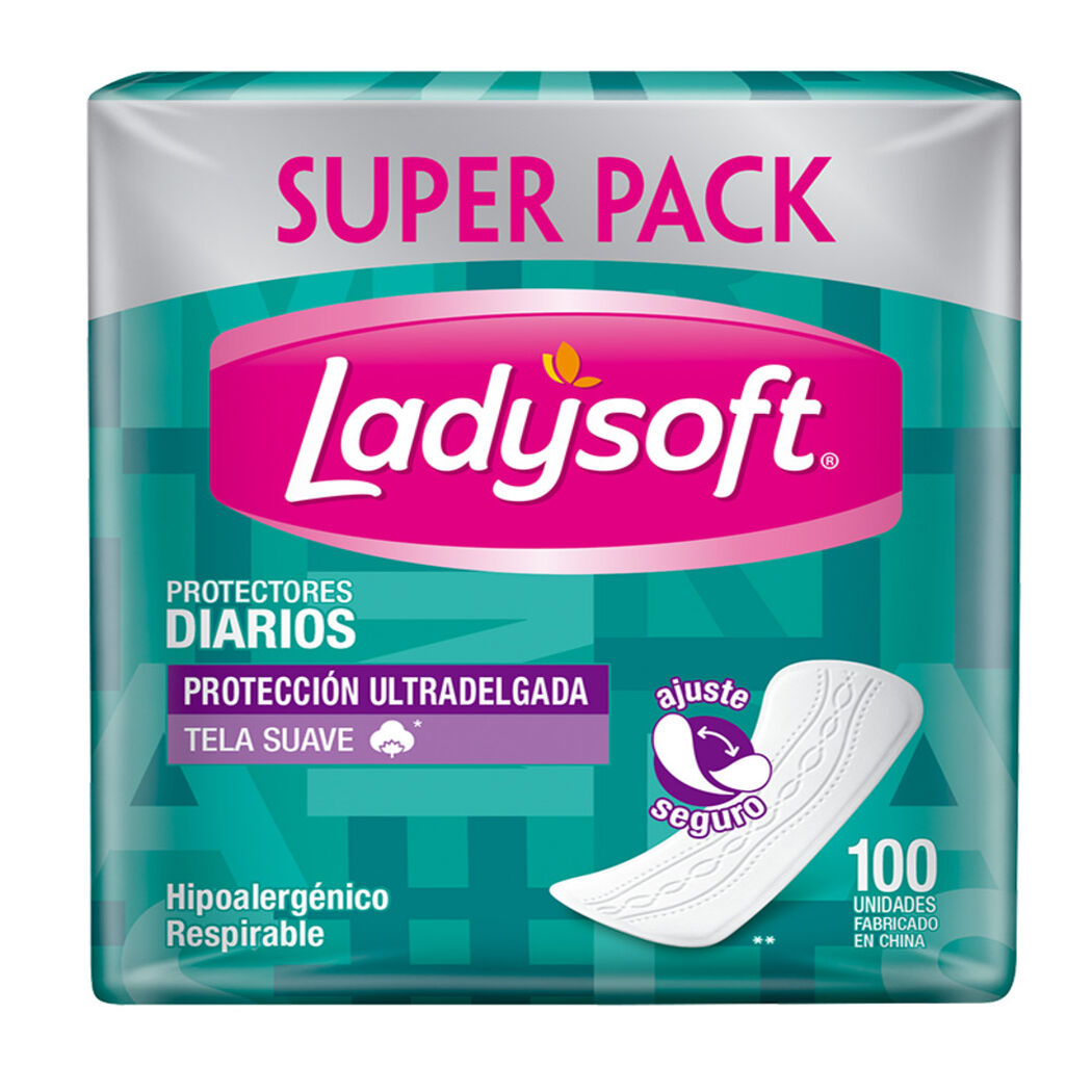 Protector Diario Ladysoft Ultra Delgada Tela Suave 100 un, , large image number 1
