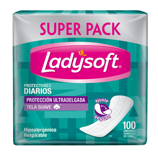 Protector Diario Ladysoft Ultra Delgada Tela Suave 100 un, , large image number 1