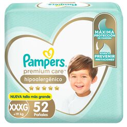 Pañales Pampers Premium Care Hipoalergénico XXXG 52 un