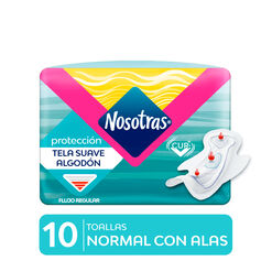 Nosotras Toalla Higienica Normal Tela Suave Con Alas x 10 Unidades