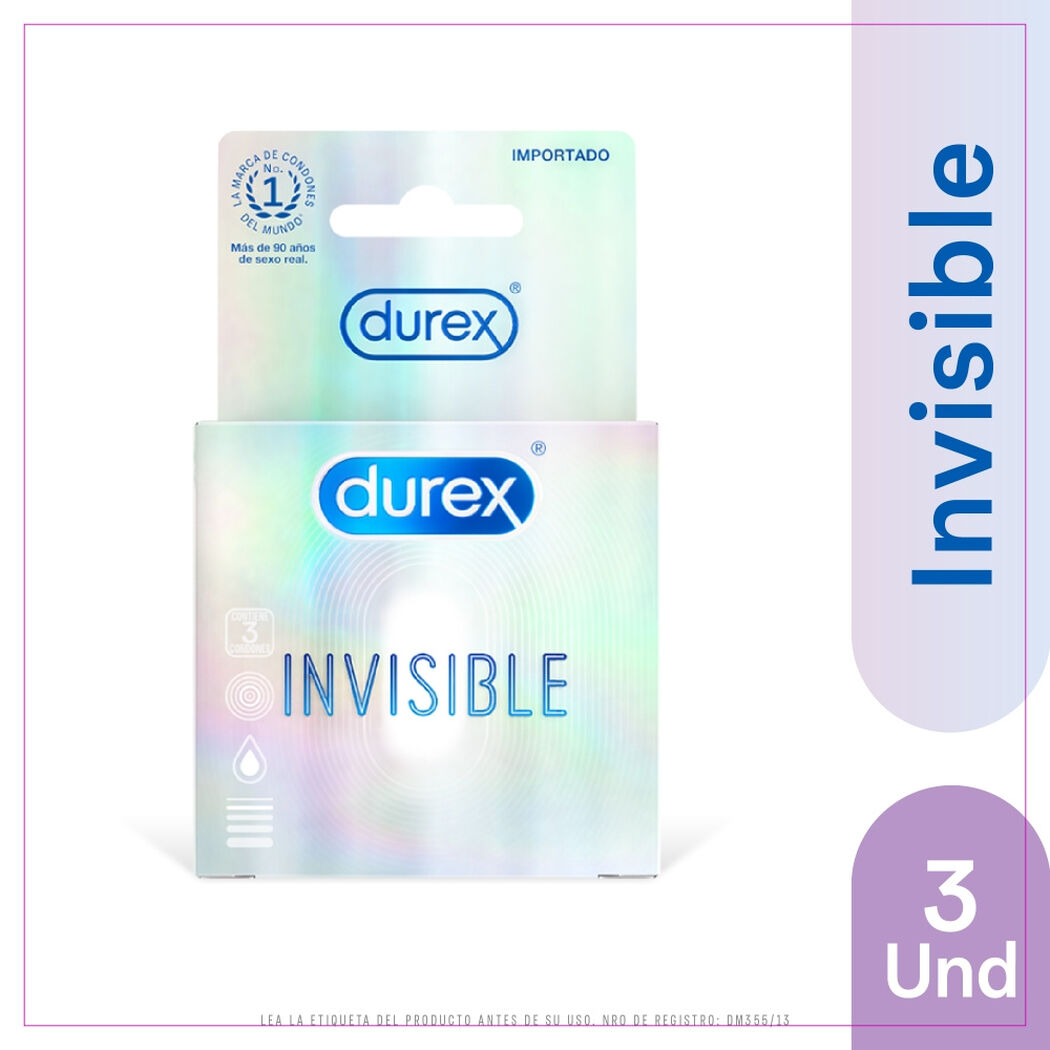 Durex Condones Invisible 3 unidades, , large image number 0