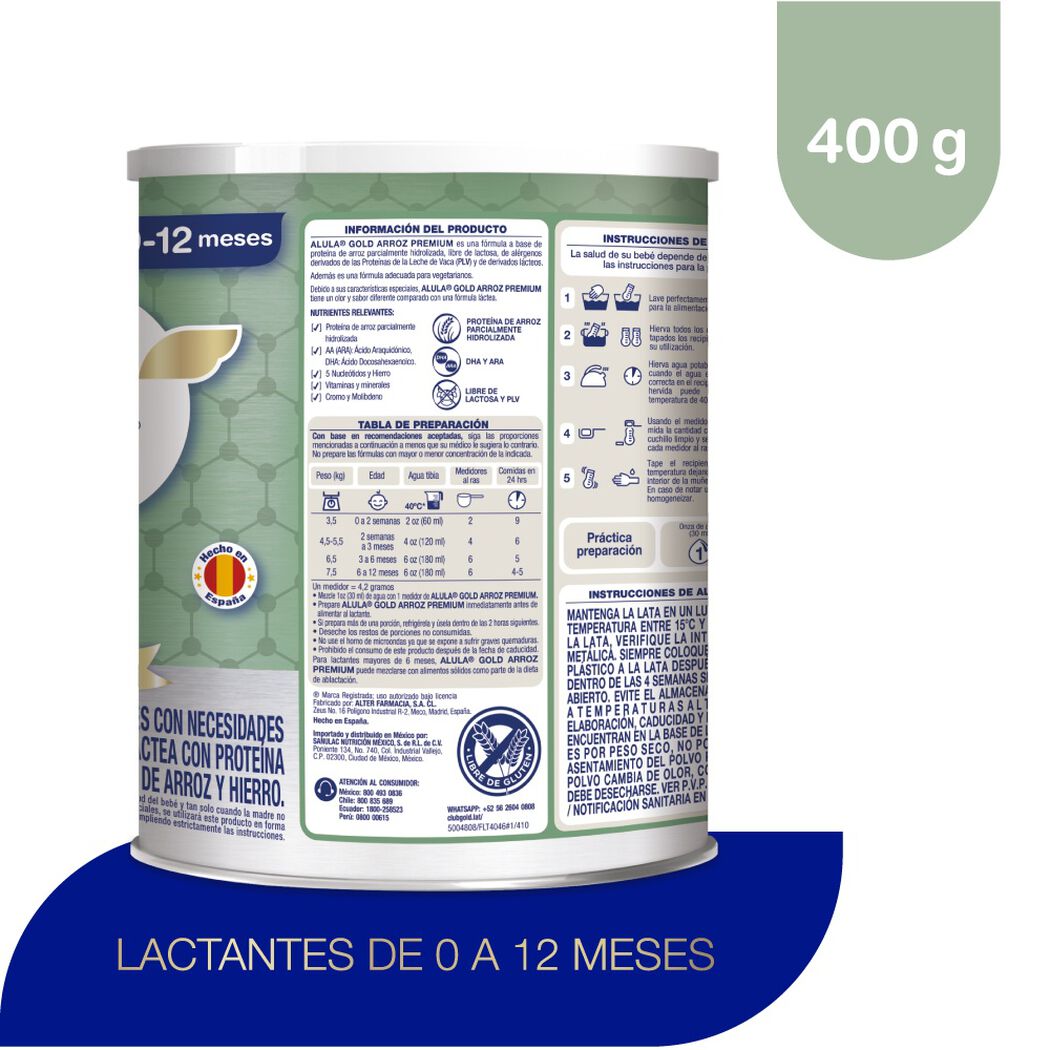 F&oacute;rmula Infantil Alula Arroz 400 g, , large image number 2