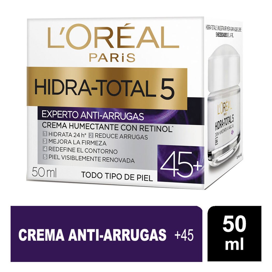 Crema Facial L'Or&eacute;al Paris Hidra Total 5 Retinol +45 50 ml, , large image number 0