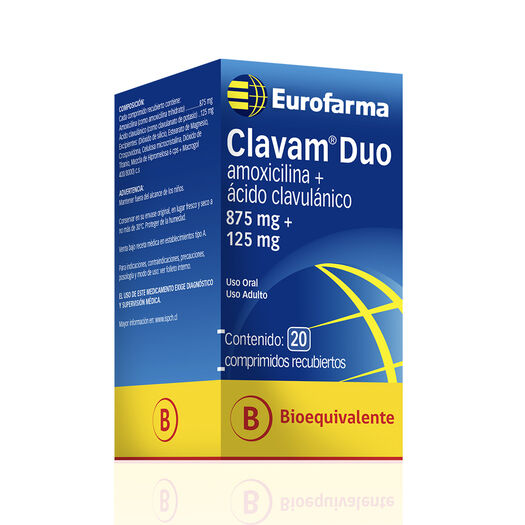 Clavam Duo 875 mg/125 mg x 20 Comprimidos Recubiertos, , large image number 0