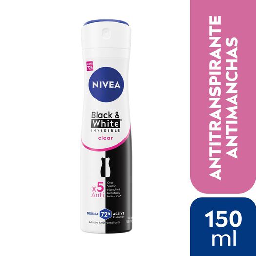 Desodorante Nivea Spray Black & White Clear 150 mL, , large image number 0