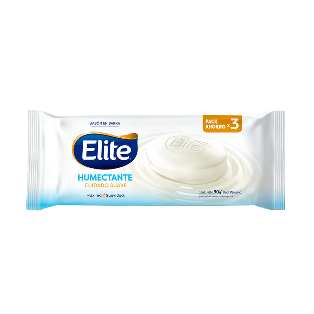 Jabón Elite Barra Humectante Cuidado Suave 90 g 3 un, , large image number 1