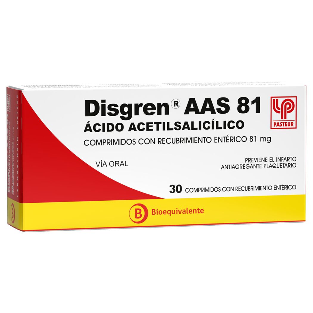 Disgren AAS 81 mg x 30 Comprimidos Con Recubrimiento Ent&eacute;rico, , large image number 0