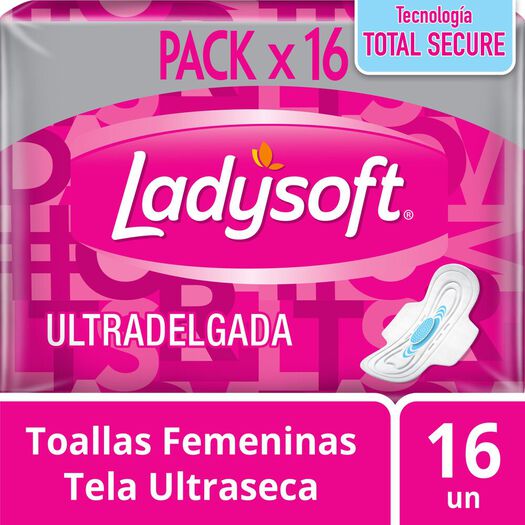Ladysoft Toalla Higienica Ultra Delgada Tela Ultraseca Con Alas x 16 Unidades, , large image number 0