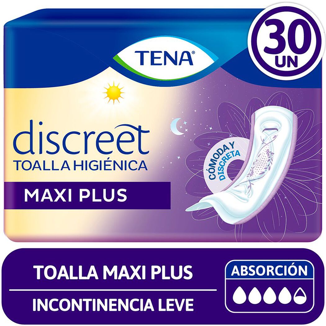 Toalla Higiénica Tena Discreet Maxi Plus 30 un, , large image number 0