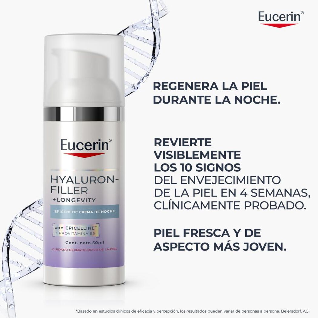 Eucerin Epigenetic Crema de Noche Hyaluron-Filler + Longevity Antiedad 50 ml, , large image number 4