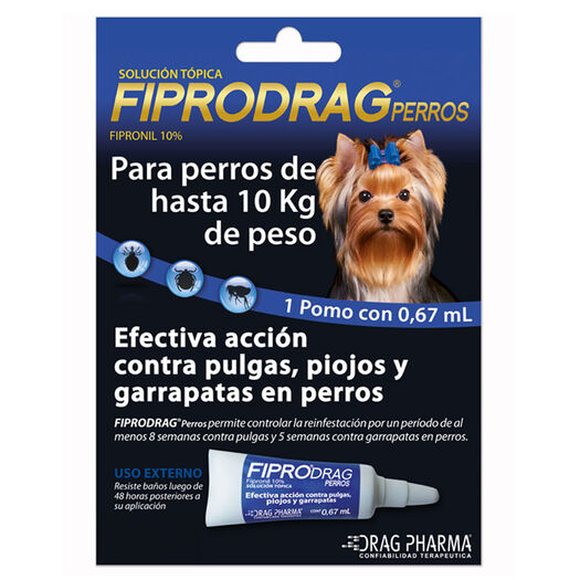 Vet. Fiprodrag Perro hasta 10 Kilos Pipeta 0.67 ml, , large image number 0