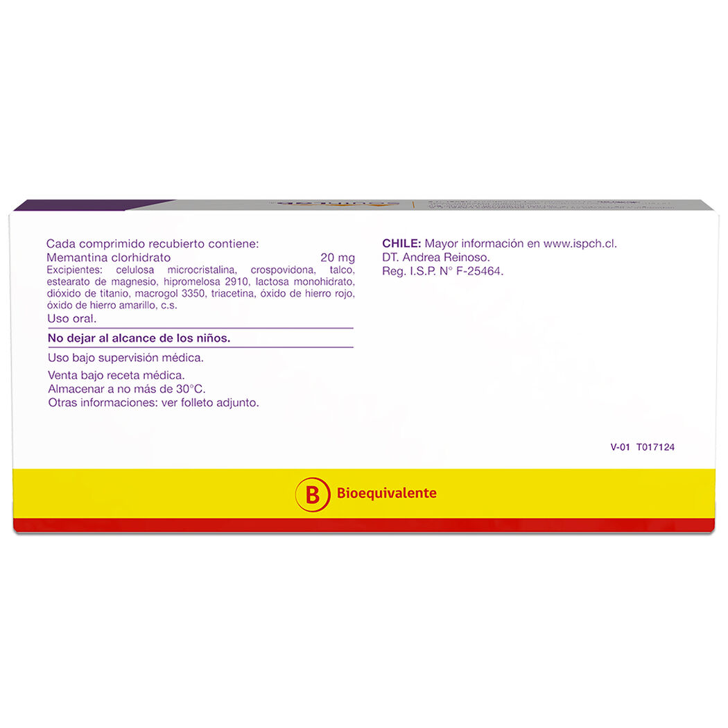 Memantina 20 mg 28 Comprimidos Recubiertos, , large image number 1