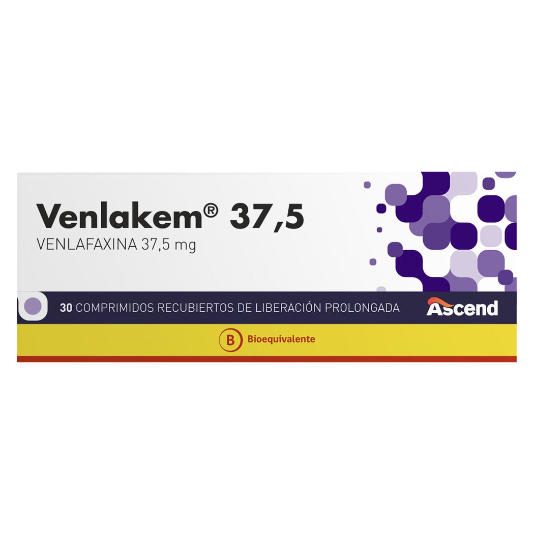 Venlakem Venlafaxina 37,5 mg 30 Comprimidos Recubiertos, , large image number 0
