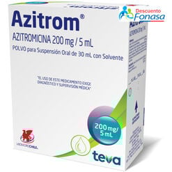 Azitrom 200 mg/5 mL x 30 mL Polvo para Suspensión Oral con Solvente
