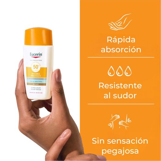 Protector Solar Eucerin Sun Face Hydrofluido Tono Bronze 50 mL, , large image number 1