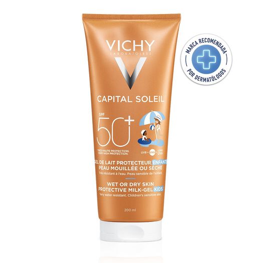 Vichy Protector Solar Gel Capital Soleil Wet Skin Niños FPS 50+ x 200 mL, , large image number 0