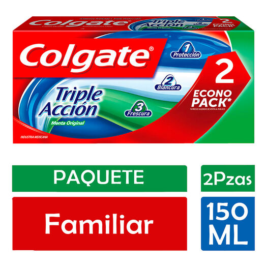 Pack Pasta Dental Colgate Triple Acción 2X150Ml, , large image number 0