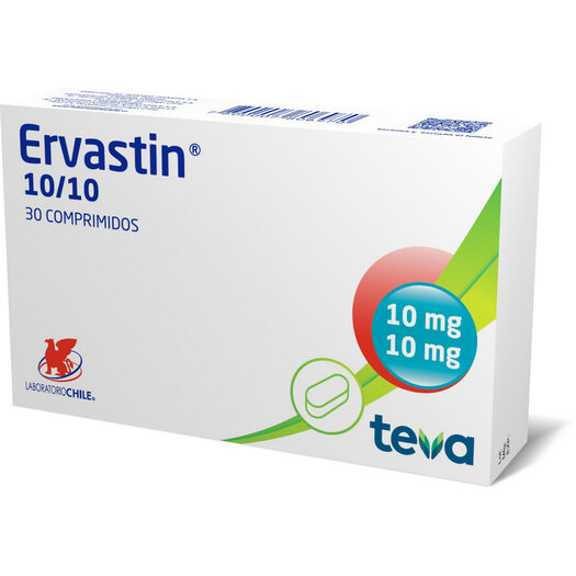 Ervastin 10 mg/10 mg x 30 Comprimidos, , large image number 0