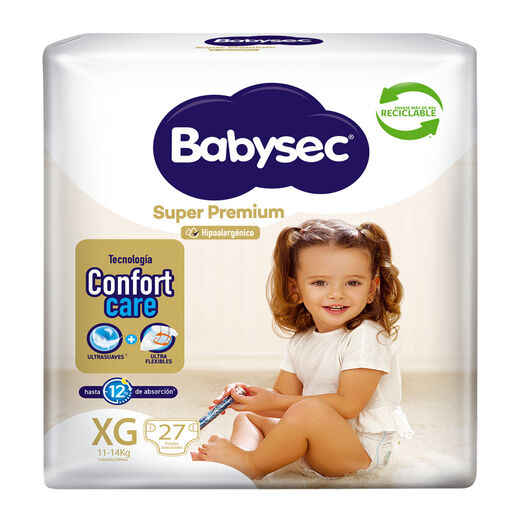 Pañal babysec super premium xg 27 Unidades, , large image number 1
