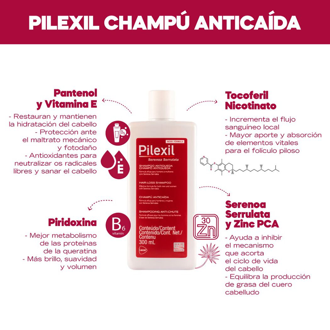 Shampoo Pilexil Anticaída 300 mL, , large image number 1