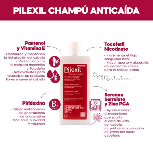 Pilexil Champu Anticaida x 300 mL Shampoo, , large image number 1