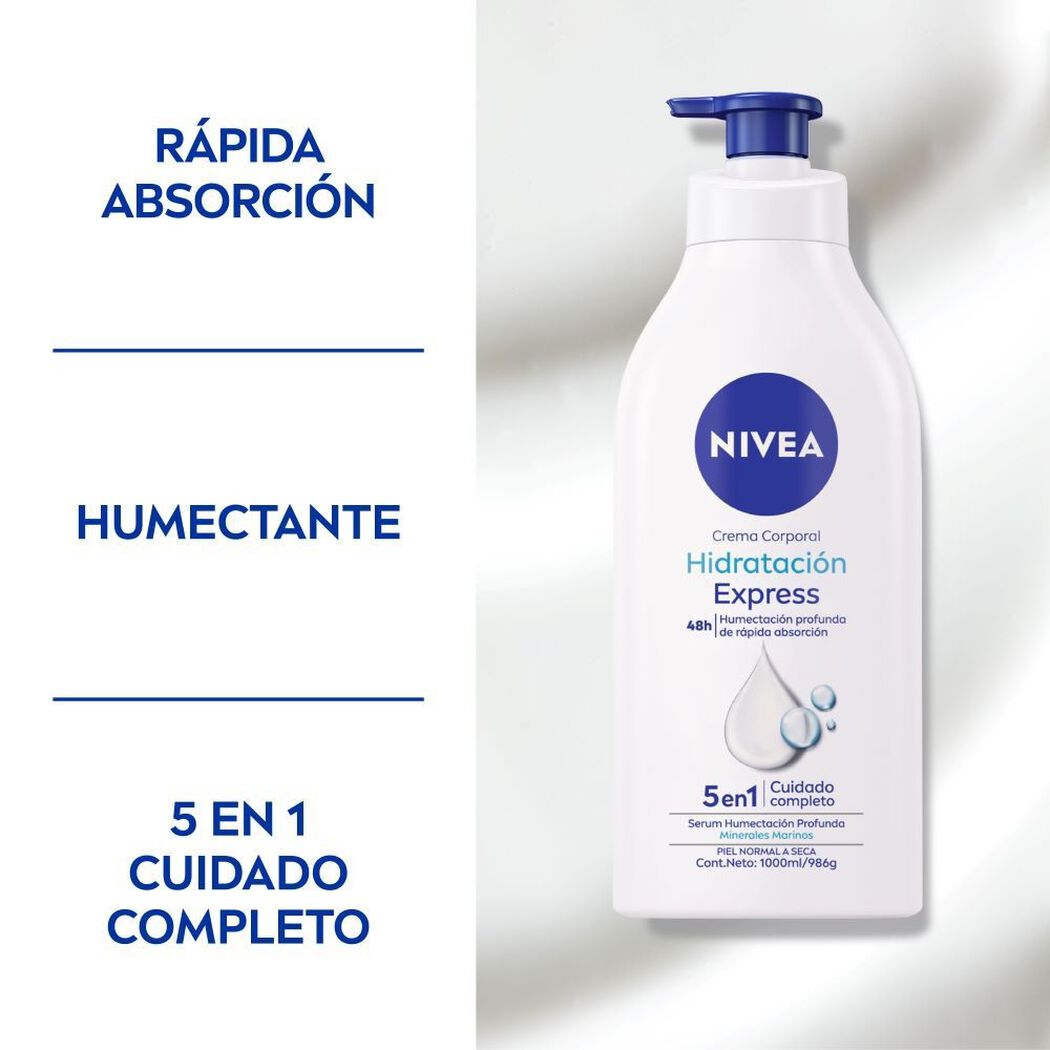 Crema Corporal Nivea Hidratante Express 1000 mL, , large image number 1