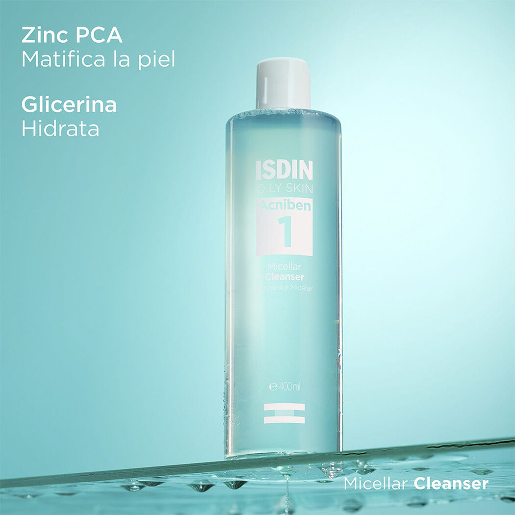 Agua Micelar Isdin Acniben Limpiador Facial Piel Grasa 400 mL, , large image number 3
