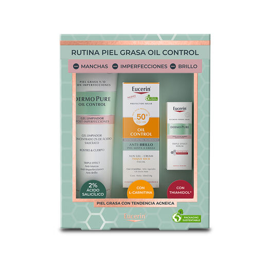 EUCERIN Pack Rutina Piel Grasa Gel Dermopure + Mini Triple Effect + Oil Control, , large image number 1