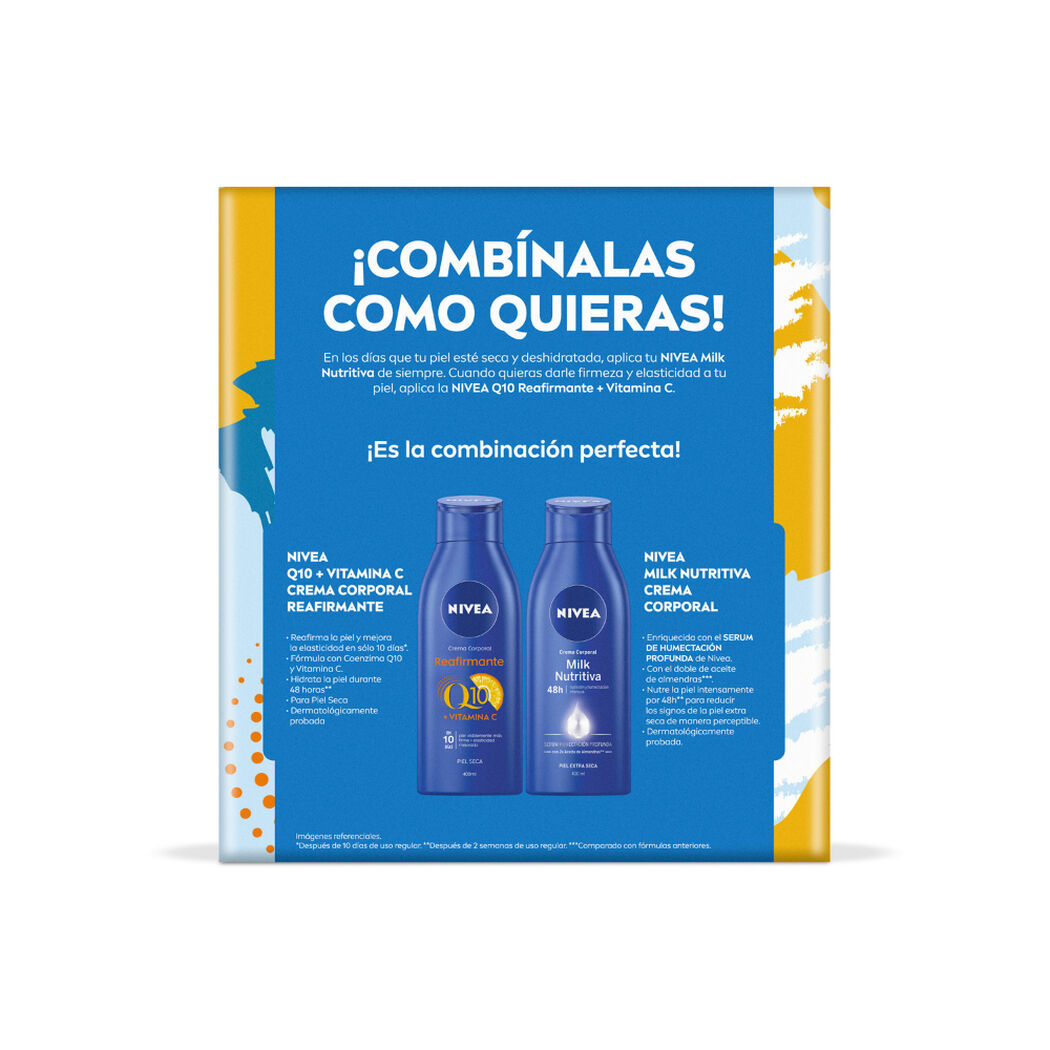 Pack Nivea Crema Corporal Milk Nutritiva 400Ml + Q10 Reafirmante Piel Seca 400Ml, , large image number 2