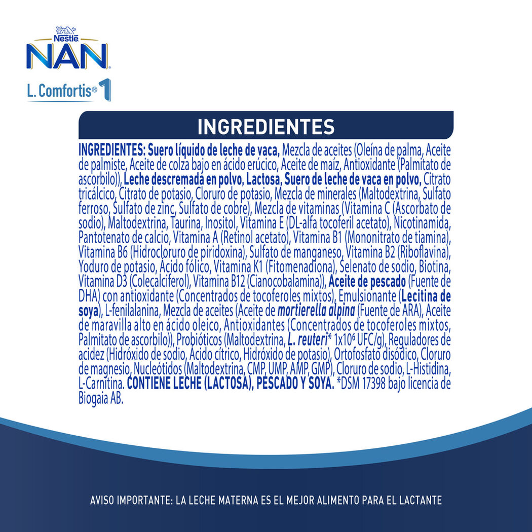 F&oacute;rmula Infantil Nan 1 L Comfortis 800 g, , large image number 4