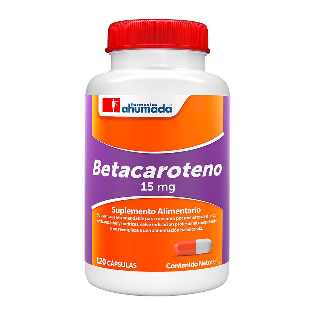 Betacaroteno 15mg 120 C&aacute;psulas, , large image number 0
