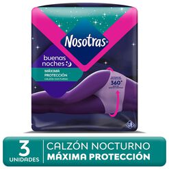 Calz&oacute;n Nocturno Nosotras Flujo S&uacute;per Abundante Talla L-Xl 3 un